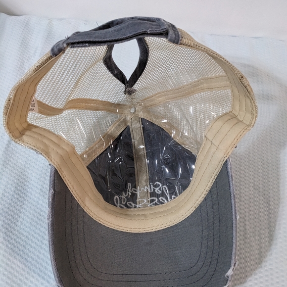 🧢 NEW Ponytail Hat Simply Blessed Gray Adjustable - Picture 3 of 7